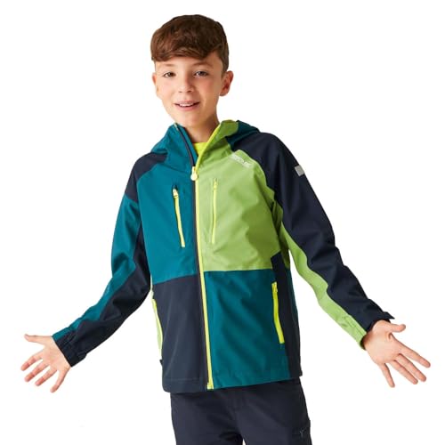 Regatta Highton V Outdoorjacke Kinder Wasserdicht mit versiegelten Nähten, Farbe:blau-lime, Kinder Größen:176 von Regatta