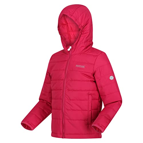 Regatta Helfa Isolierte Kapuzenjacke für Kinder, Schwarz, Berry Pink, 7-8 Jahre von Regatta