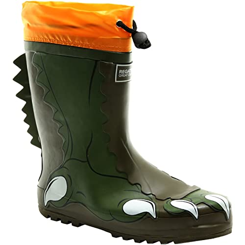 Regatta Mudplay Welly Waterproof Boot Gummistiefel, Grün (Dark Khaki/Rusty Orange Wm0), 31 EU von Regatta