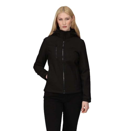 Regatta Professional Damen Women's Venturer 3-Layer Printable Hooded Softshell Jacket Jacke, Schwarz (Schwarz), 40 von Regatta