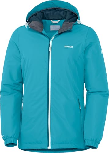 Regatta Regenjacke Damen, wattierte Sportjacke, warme Wetterschutzjacke mit 10.000mm Wassersäule, atmungsaktive Funktionsjacke in Regular-Fit, Türkis, Gr. 44 von Regatta