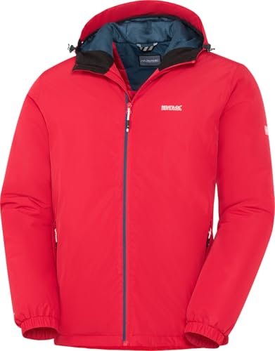 Regatta Regenjacke Herren, wattierte Sportjacke, warme Wetterschutzjacke mit 10.000mm Wassersäule, atmungsaktive Funktionsjacke in Regular-Fit, Rot, Gr. M von Regatta