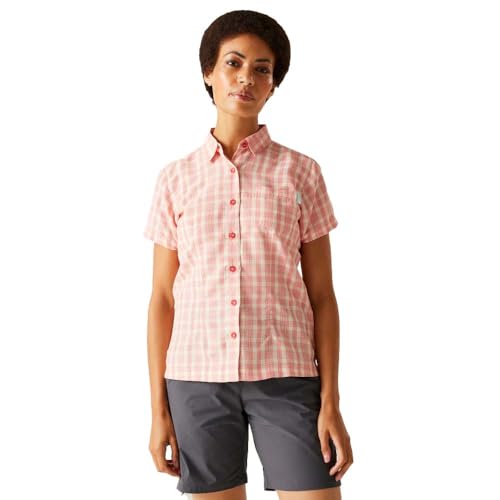 Regatta Damen Funktionsbluse Bluse Wanderbluse Mindano VIII, Farbe:Rosa, Artikel:-S20 Peach Bloom Check, Größe:40 von Regatta