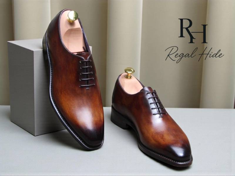 Handgefertigte Braun Handbemalte Patina Oxford Schuhe | Herren von RegelHide