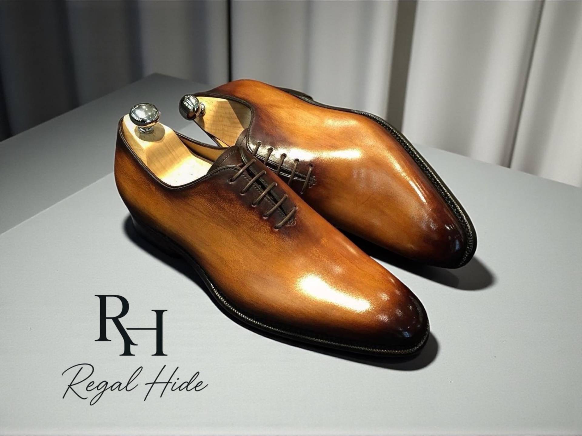 Handgefertigte Braun Patina Leder Oxford Schuhe | Herren von RegelHide