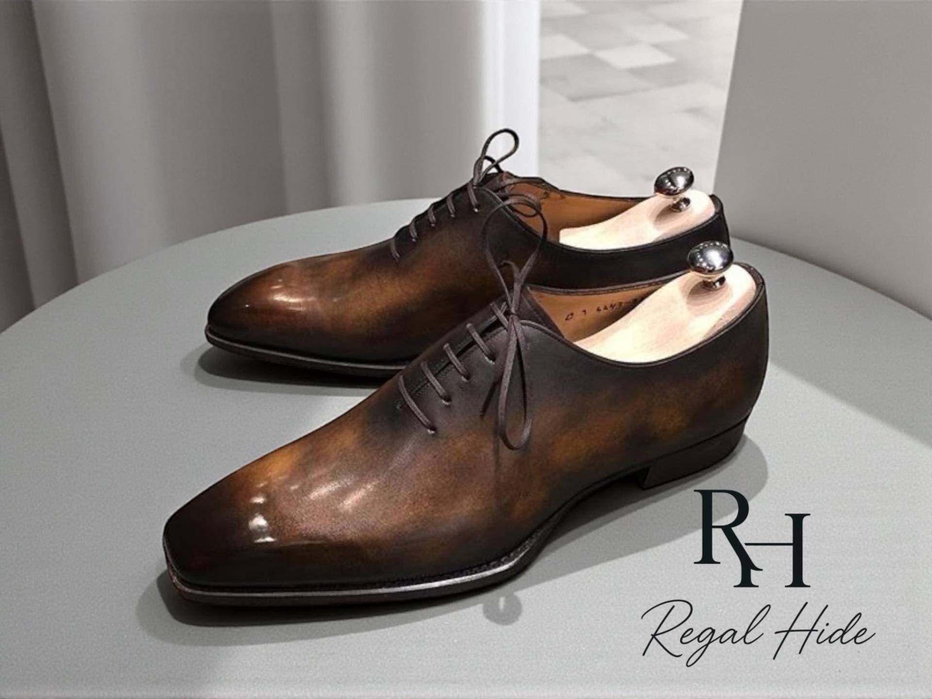 Handgefertigte Braun Patina Oxford Schuhe | Formelle Aus Echtem Leder von RegelHide