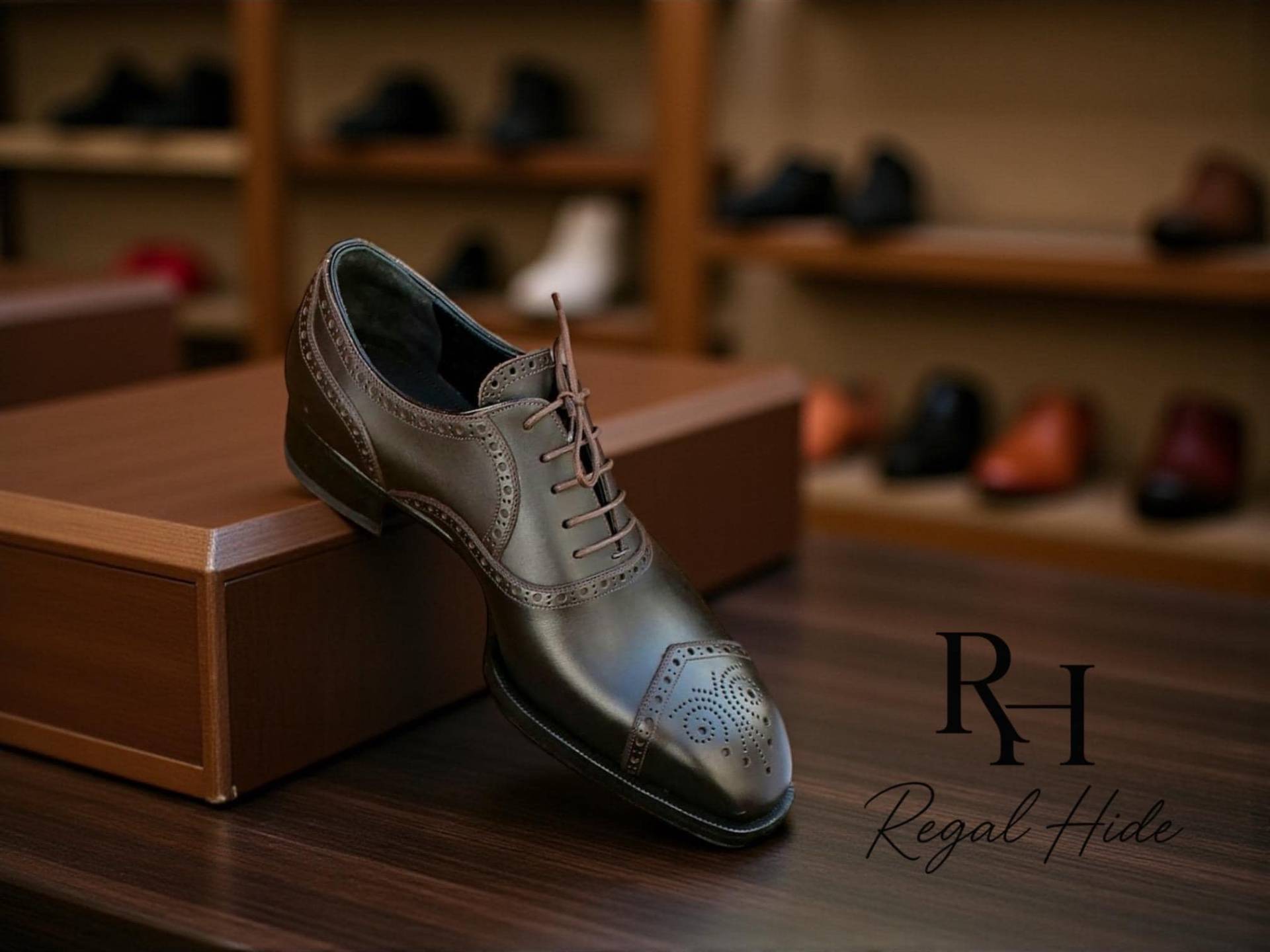 Handgefertigte Braune Leder Oxford Brogue Schuhe | Herren-Formelle von RegelHide