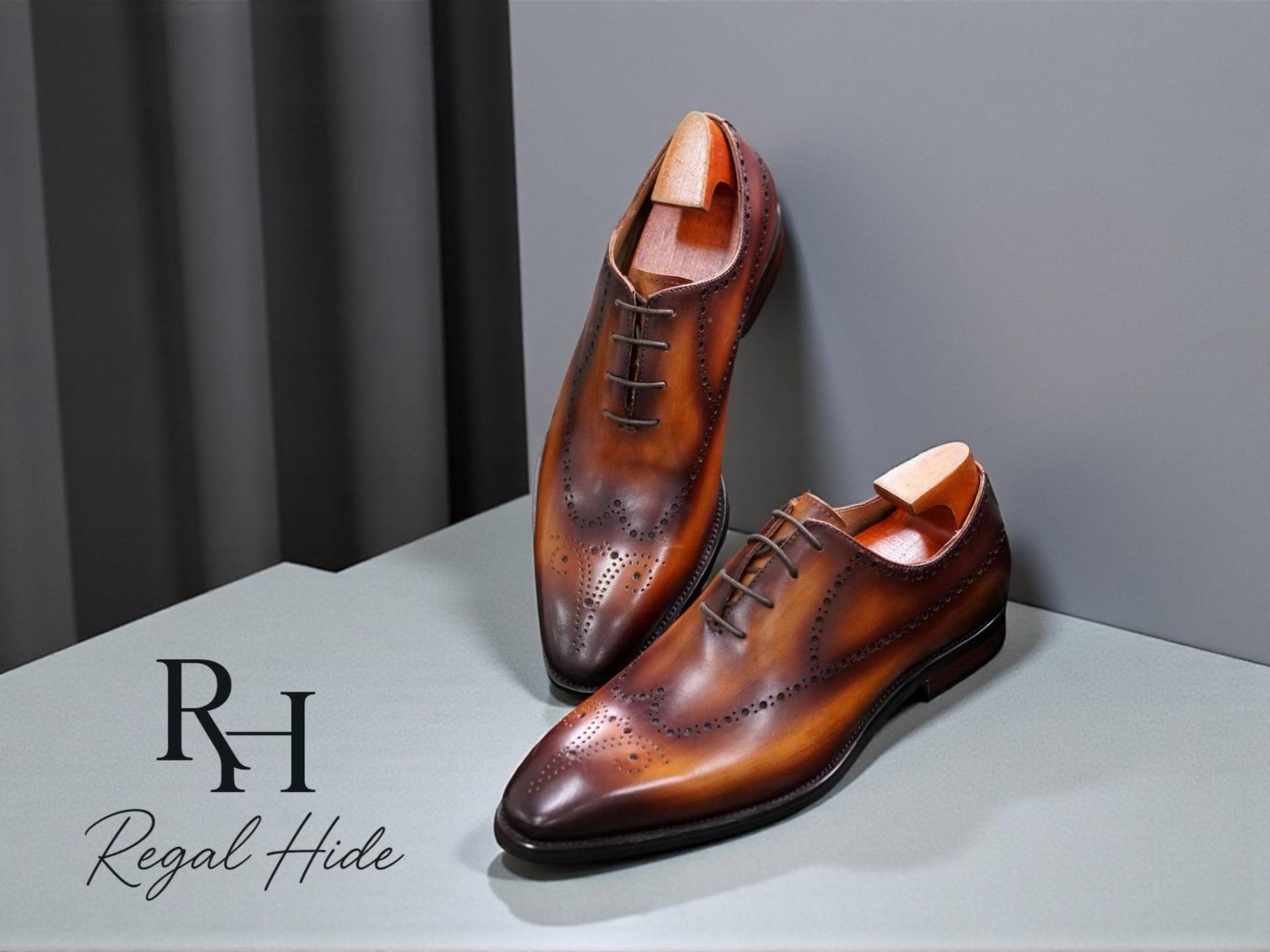 Handgefertigte Braune Leder Oxford Brogue Schuhe | Herren-Formelle von RegelHide