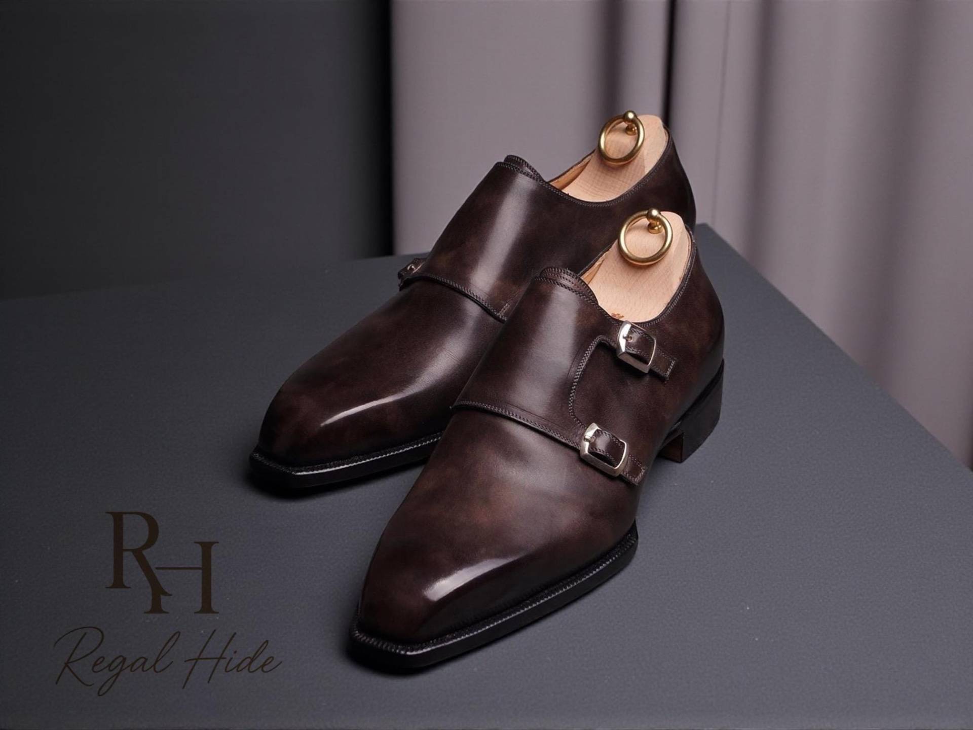 Handgefertigte Leder Doppel Monk Straps Schuhe | Formelle von RegelHide