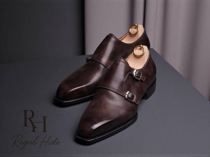 Handgefertigte Leder Doppel Monk Straps Schuhe | Formelle von RegelHide