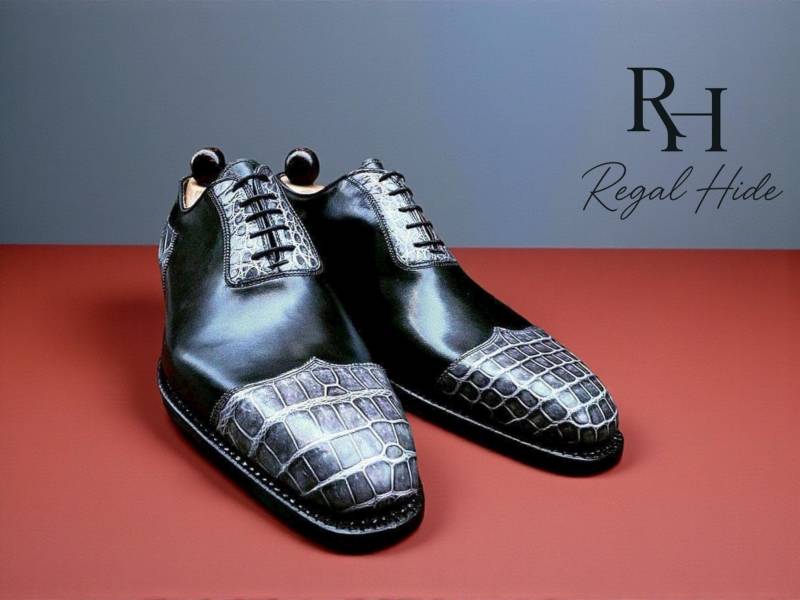 Handgefertigte Leder Oxford Schuhe | Schwarze Strukturschuhe von RegelHide