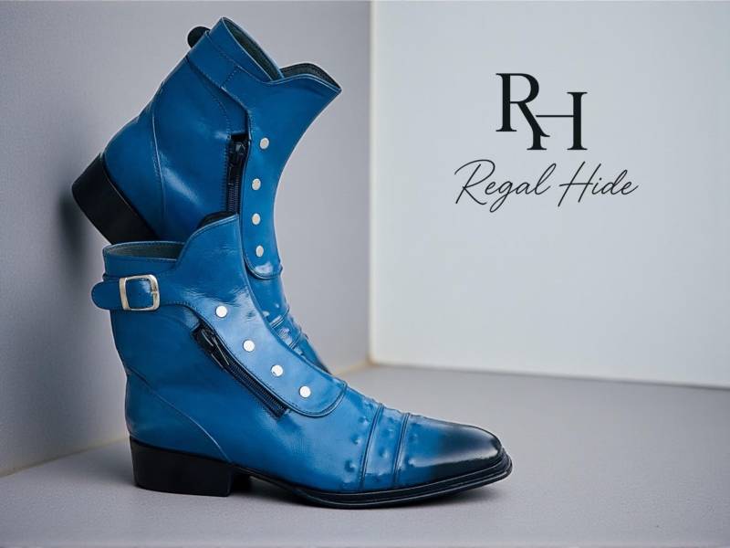 Handgefertigte Luxus Leder Jothpur Boot Mit Knopfklappe | Vintage Style Herrenschuhe von RegelHide