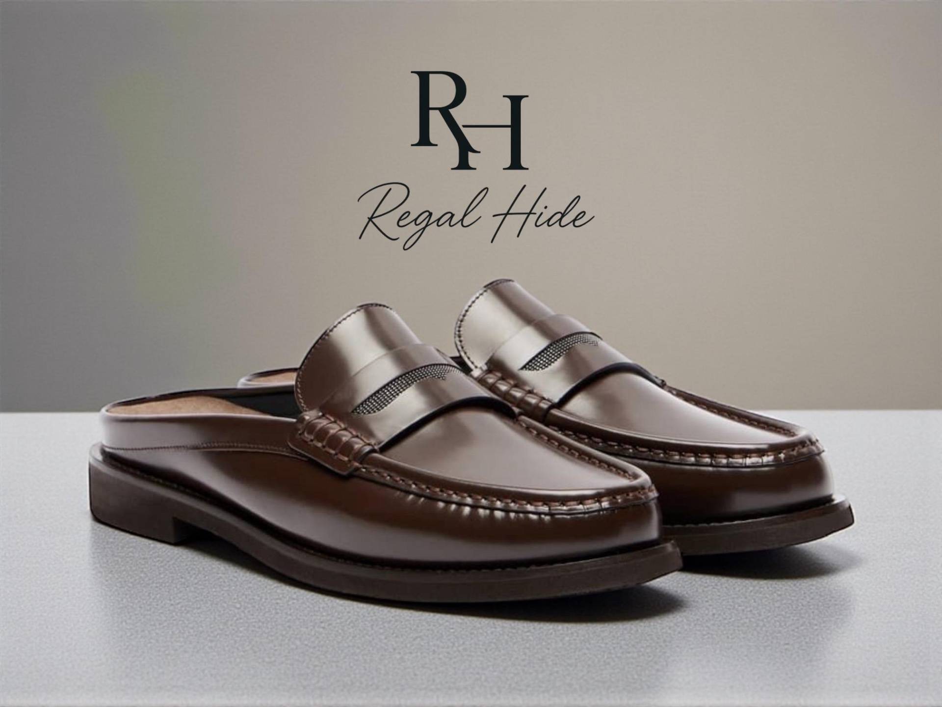 Handgefertigte Luxusleder Backless Penny Loafers Dress Schuhe | Formelle Und Lässige von RegelHide