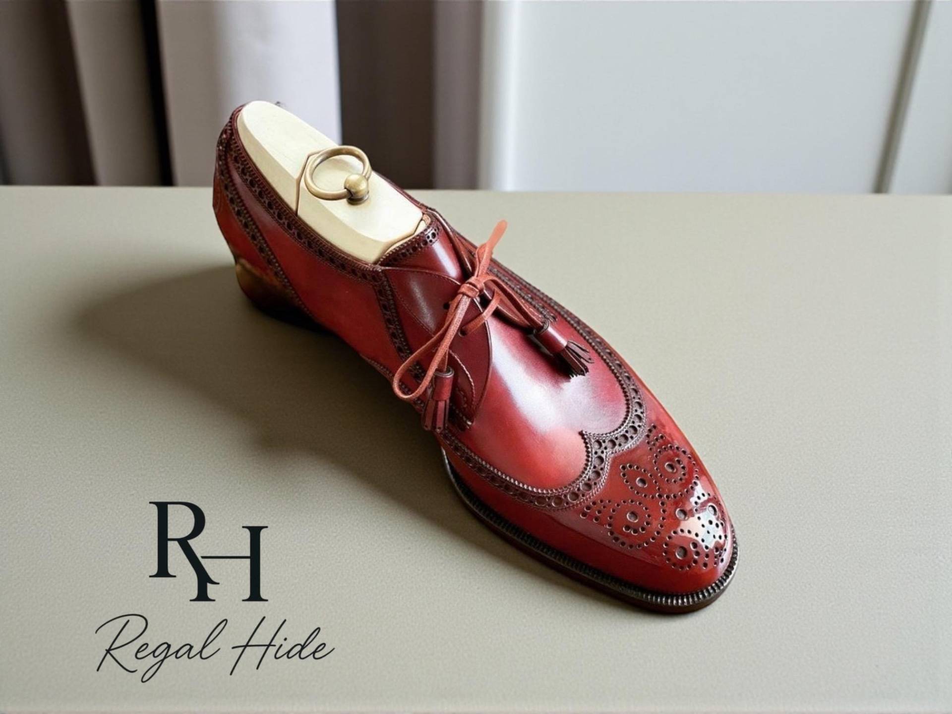 Handgefertigte Rote Leder Oxford Brogue Schuhe | Herren-Formelle von RegelHide