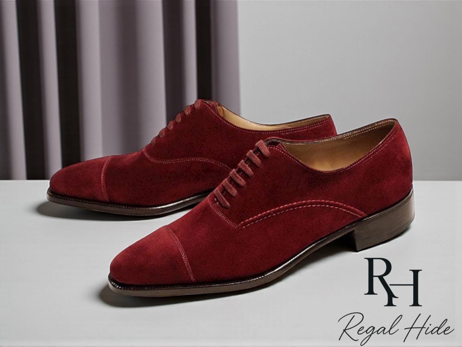 Handgefertigte Rote Wildleder Oxford Schuhe | Trachtenschuhe Aus Echtem Leder von RegelHide