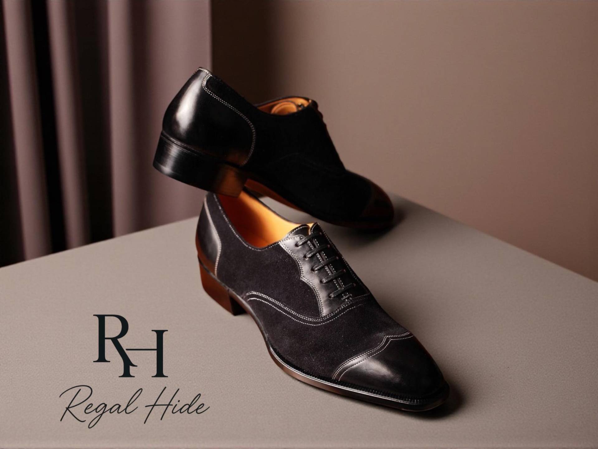 Handgefertigte Schwarze Wildleder Oxford Schuhe | Trachtenschuhe Aus Echtem Leder von RegelHide