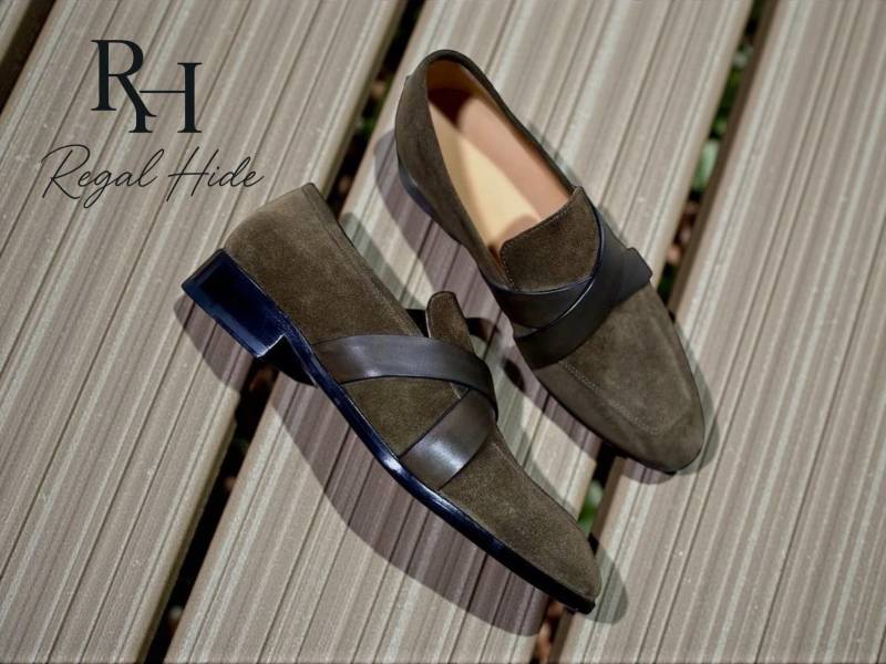 Handgefertigte Wildleder Mit Lederriemen Penny Loafers Kleid Schuhe | Formelle Und Lässige von RegelHide