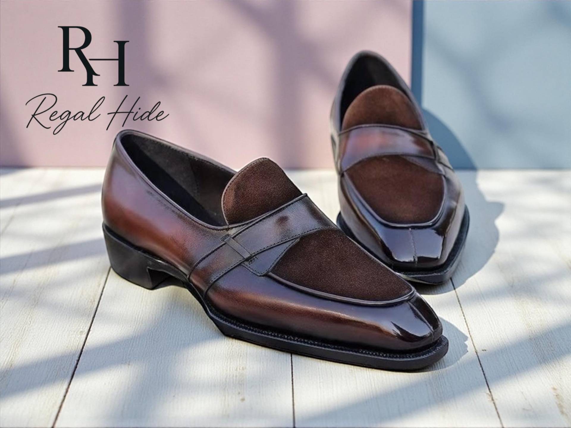 Handgefertigte Wildleder Und Leder Penny Loafers Kleid Schuhe | Formelle Lässige von RegelHide