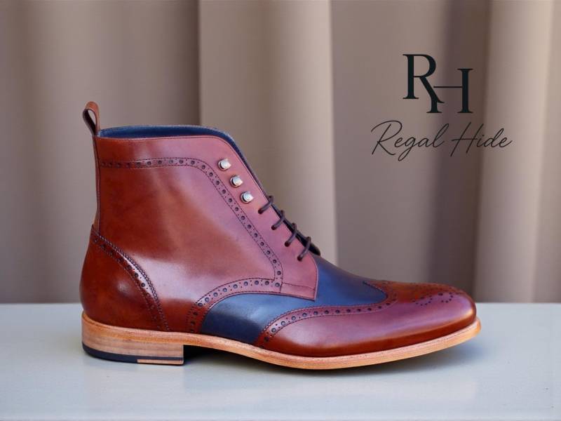 Handgefertigte Zweifarbige Lederstiefel | Vintage Style Herrenschuhe von RegelHide