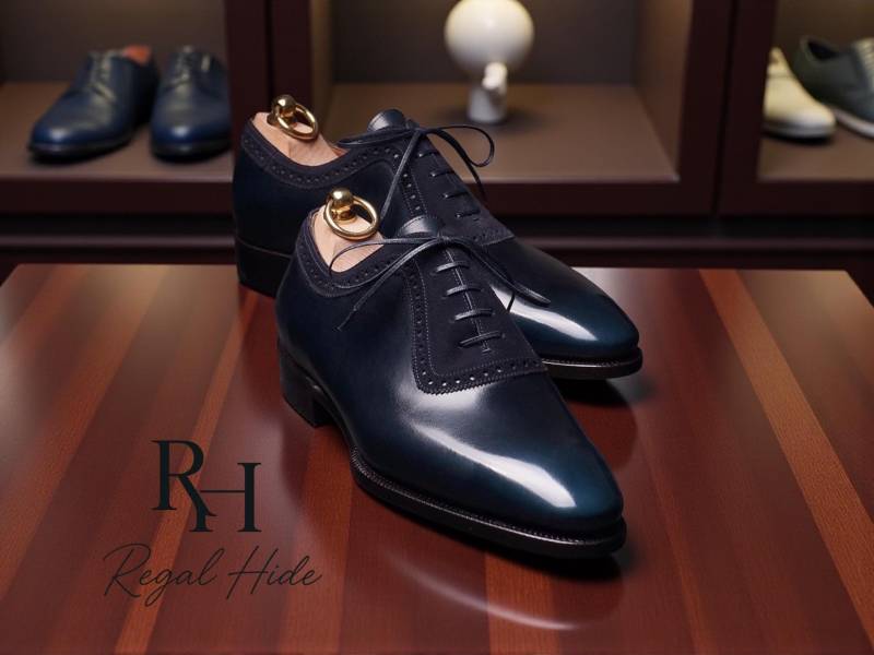 Handgemachte Blaue Patina Oxford-Schuhe | Formelle Schuhe Aus Echtem Leder von RegelHide