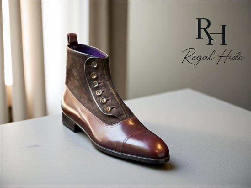 Luxus Handgefertigte Lederknopf Stiefel | Vintage Style Herrenkleid Langlebige Alltagskleidung von RegelHide