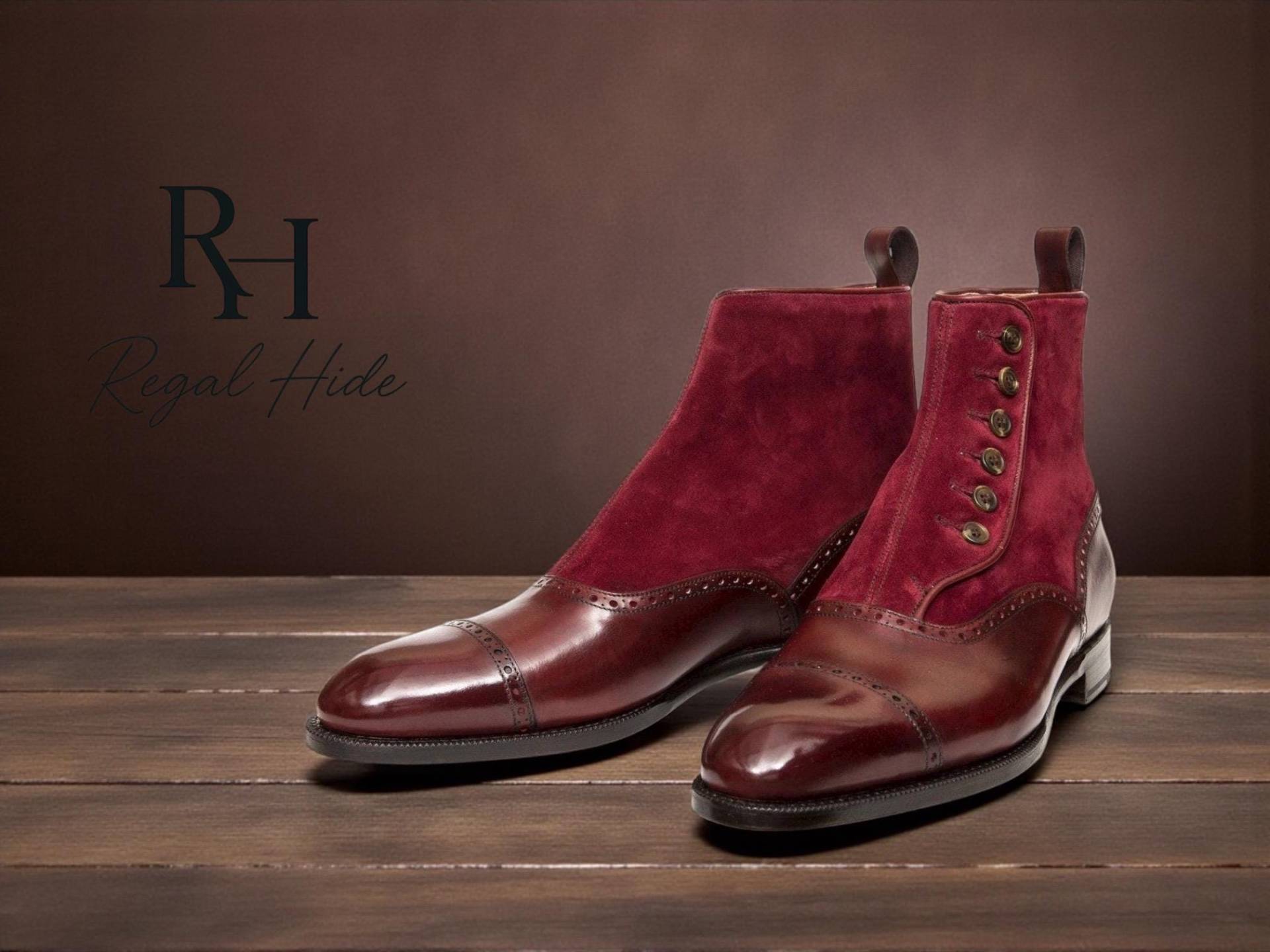 Luxus Handgefertigte Lederknopf Stiefel | Vintage Style Herrenkleid Langlebige Alltagskleidung von RegelHide