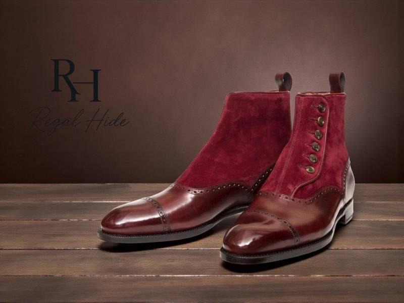 Luxus Handgefertigte Lederknopf Stiefel | Vintage Style Herrenkleid Langlebige Alltagskleidung von RegelHide