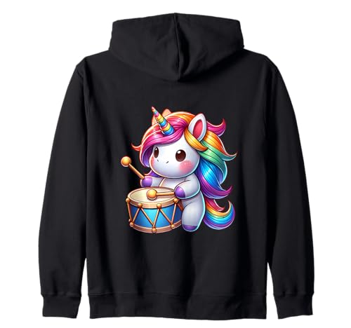Trommeln Mit Einhorn Für Kinder Kapuzenjacke von Regenbogen Einhorn Spielt Trommel Für Kinder