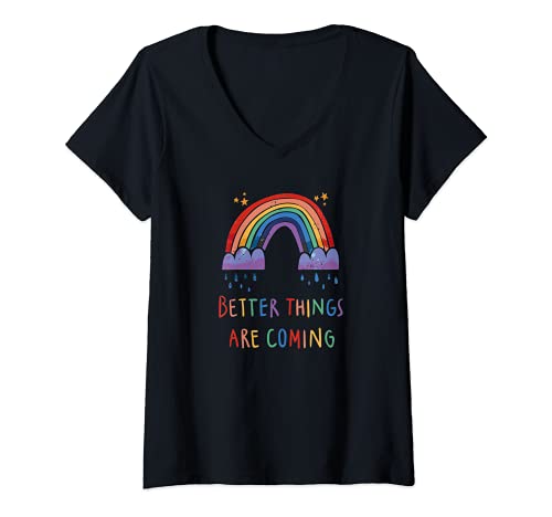 Damen Regenbogenregen Motivational Regenbogen Motivierend Regen T-Shirt mit V-Ausschnitt Damen Regenbogenregen Motivational Regenbogen Motivierend Regen T-Shirt mit V-Ausschnitt von Regenbogen Motivierend Regen Inspirierend Wetter
