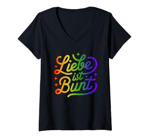 Damen Regenbogen Im Herzen Pride, Liebe Im Herzen T-Shirt mit V-Ausschnitt Damen Regenbogen Im Herzen Pride, Liebe Im Herzen T-Shirt mit V-Ausschnitt von Regenbogen Stolz Herz Liebe Vielfalt Freude