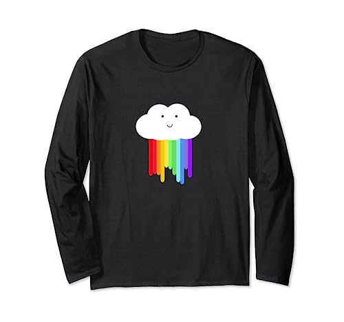Regenbogen Wolke Comic Kunst Grafik für Herren Damen Kinder Langarmshirt von Regenbogen Wolken Geschenkideen