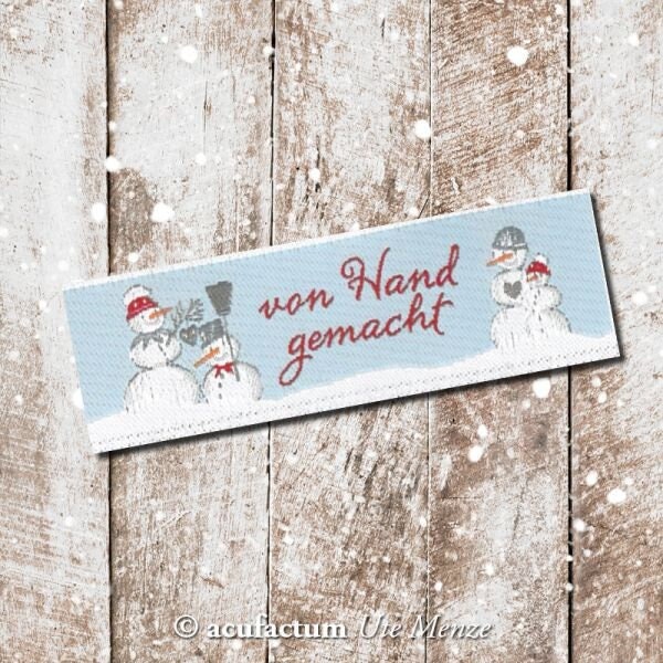 5 Stück Webetiketten Von Acufactum , Schneemänner Von Hand Gemacht Kerstin Heß, 2cm X 5, 5 cm von RegenbogenDesign