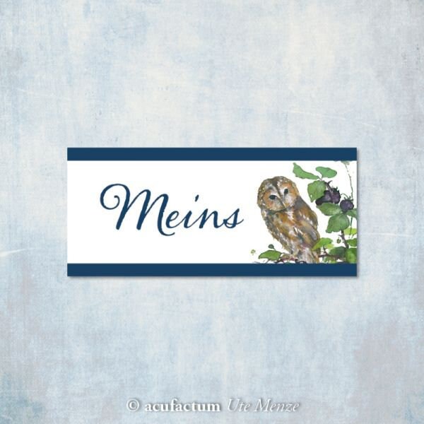 5 Stück Webetiketten Von Acufactum Meins Eule, Daniela Drescher, 2 X 4, 5cm von RegenbogenDesign