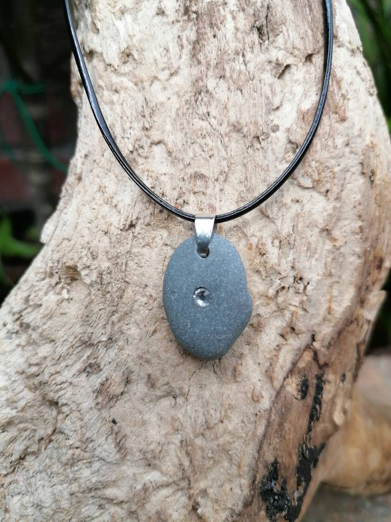 Kette, Naturstein Mit Straßstein von Regenbogenmond