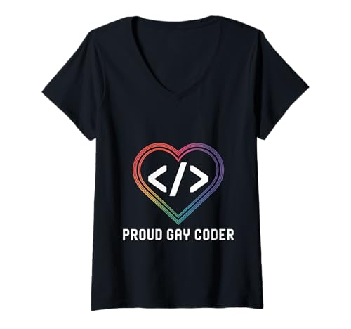 Damen Proud Gay Coder LGBTQ -Softwareprogrammierer Stolz - T-Shirt mit V-Ausschnitt Damen Proud Gay Coder LGBTQ -Softwareprogrammierer Stolz - T-Shirt mit V-Ausschnitt von Regenbogenprogrammierer Tech Pride