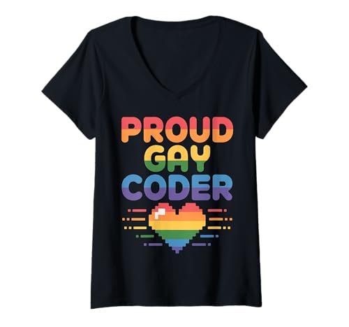 Damen Proud Gay Coder LGBTQ -Softwareprogrammierer Stolz - T-Shirt mit V-Ausschnitt Damen Proud Gay Coder LGBTQ -Softwareprogrammierer Stolz - T-Shirt mit V-Ausschnitt von Regenbogenprogrammierer Tech Pride