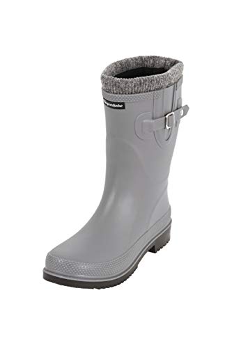 Regenliebe Damen Gummistiefel Pfütze-W warm gefüttert halbhoher Regenstiefel, Farbe:grau, Größe:36 EU von Regenliebe