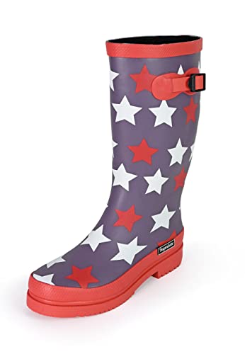 Regenliebe Damen Gummistiefel Stars Hoch-Langschaft Sterne Motiv, Größe:41 EU von Regenliebe