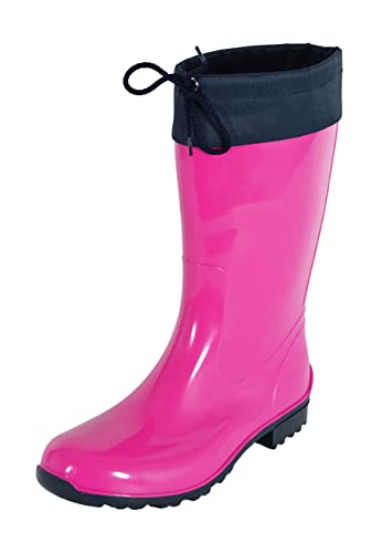 Regenliebe Damen Gummistiefel de Fieselregen Regenstiefel Langschaft, Farbe:Fuchsia/dunkelblau, Größe:42 EU von Regenliebe