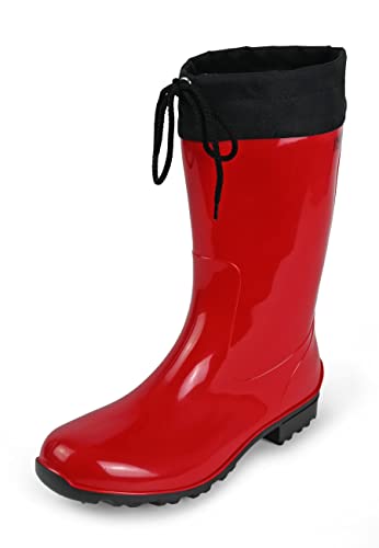 Regenliebe Damen Gummistiefel de Fieselregen Regenstiefel Langschaft, Farbe:rot, Größe:37 EU von Regenliebe