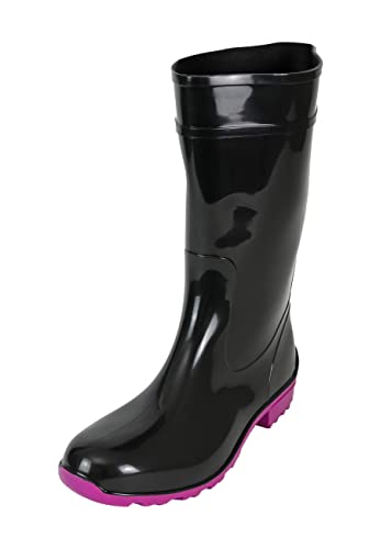 Regenliebe Damen Gummistiefel de Störtregen Regenstiefel Langschaft, Farbe:schwarz/fuchsia, Größe:38 EU von Regenliebe