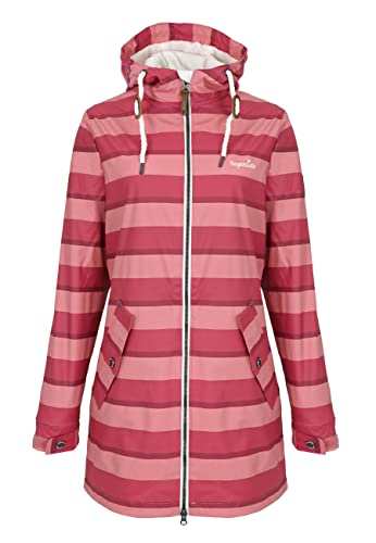 Regenliebe Damen Regenmantel Friesennerz gestreift beere wasserdichte Regenjacke winddichter Regenponcho mit Kapuze, Größe:36 von Regenliebe