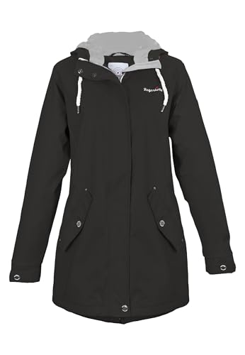 Regenliebe Damen Regenmantel | Friesennerz tailliert | gestreiftes Innenfutter | winddicht und wasserdicht, Größe:38, Farbe:schwarz von Regenliebe