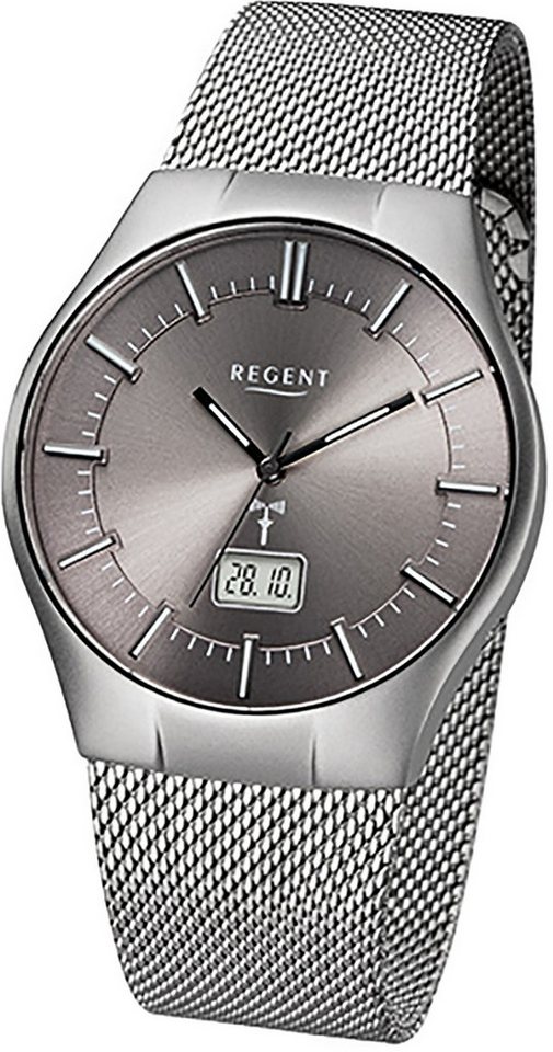 Regent Funkuhr Regent Edelstahl Herrenuhr FR215 Funkuhr, Herrenuhr mit Edelstahlarmband, rundes Gehäuse(ca 39mm), Elegant-Style von Regent