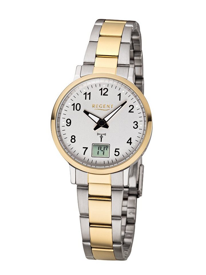 Regent Funkuhr Damenfunkuhr 30mm Stahl 3 Bar Sicherheitsfaltschliesse FR-267 von Regent