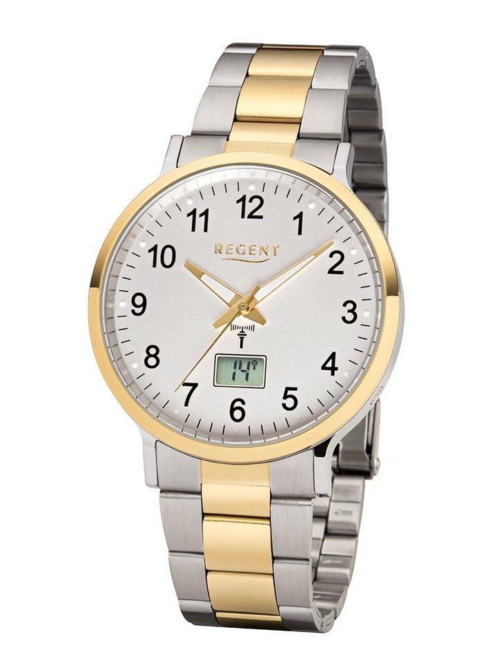 Regent Funkuhr Herrenfunkuhr Stahl IPG 40mm 3 Bar Sicherheitsfaltschließe von Regent