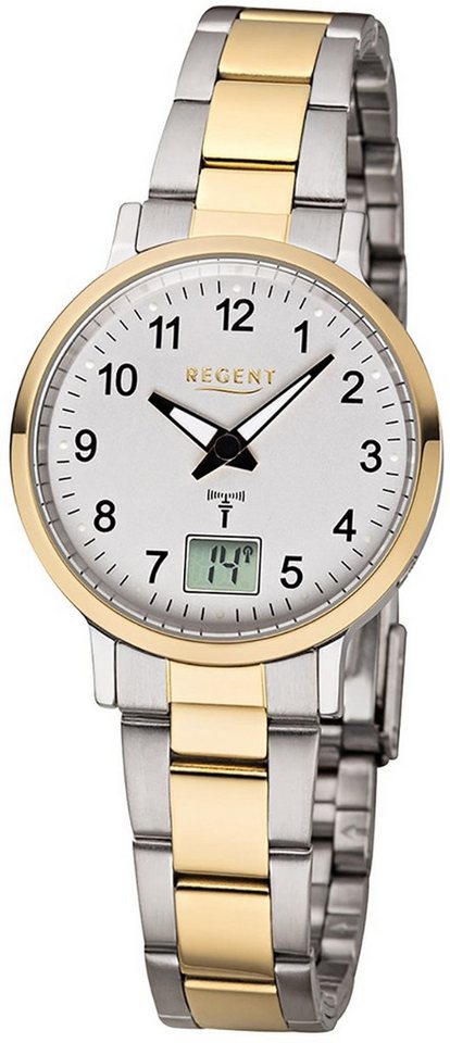Regent Funkuhr Regent Damen Uhr FR-258 Metall Funk, (Funkuhr), Damen Funkuhr rund, klein (ca. 30mm), Metallarmband von Regent