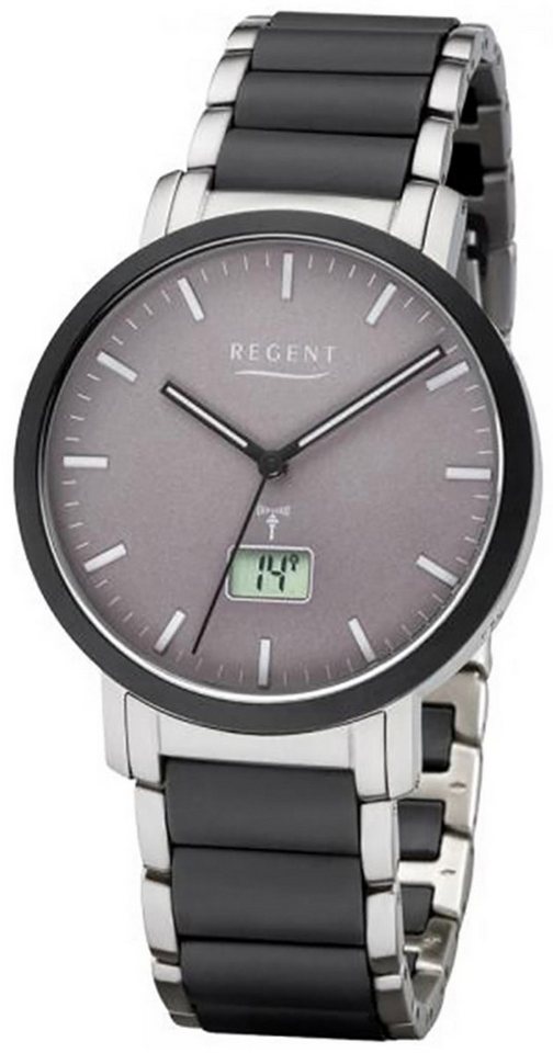 Regent Funkuhr Regent Herren Uhr FR-253 Metall Funk, (Funkuhr), Herren Funkuhr rund, groß (ca. 40mm), Metallarmband von Regent