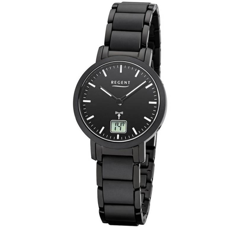 Regent Keramikuhr REGENT Damen Armbanduhr FR266 schwarz D. 30 mm Funkuhr Keramikband von Regent