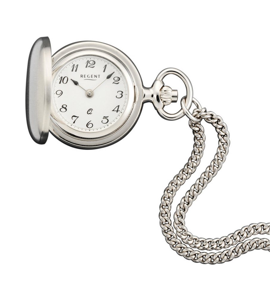 Regent Kettenuhr Umhhängeuhr mit Deckel, Set, 2-tlg., mit passender Panzerkette 70cm, 2teilig mit 70 cm langer Panzerkette von Regent